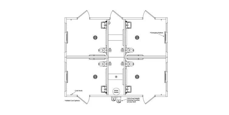 Arapahoe flush restroom floorplan.