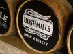 Whiskey barrel with Bushmills logo