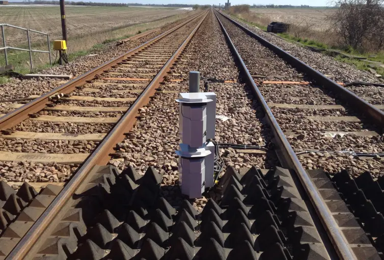 LiDAR obstacle detection system on railway track.