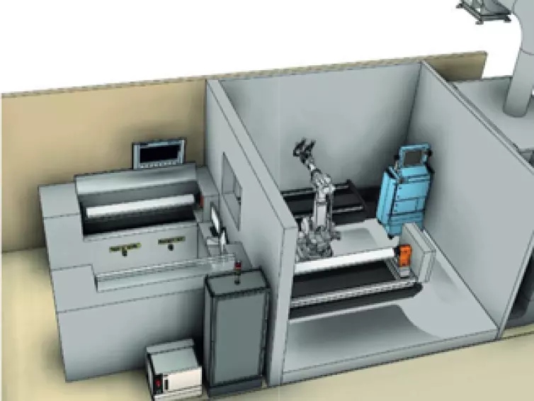 Cell for robotic spray system.