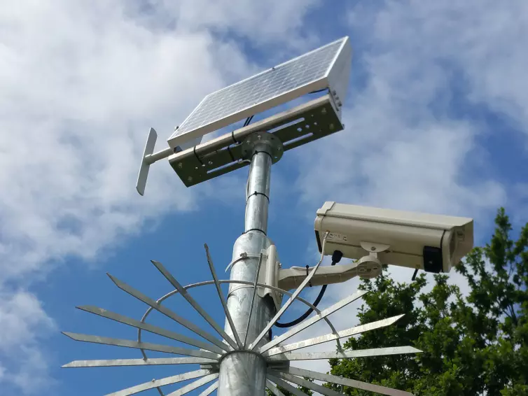 CCTV camera with solar panel.