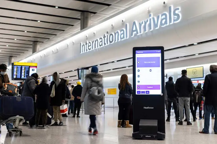 inform digital wireless totem at heathrow airport, international arrivals.