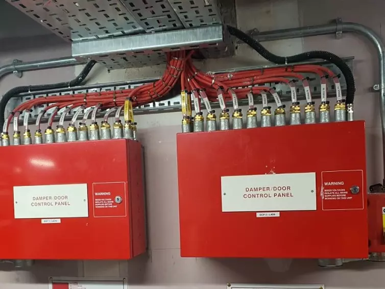 installation of fire control panel at baker street station.