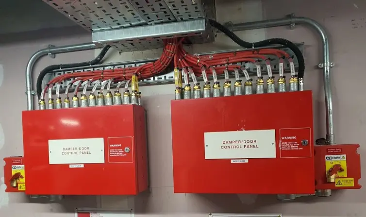 installation of fire control panel at baker street station.
