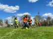 girls playing soccer