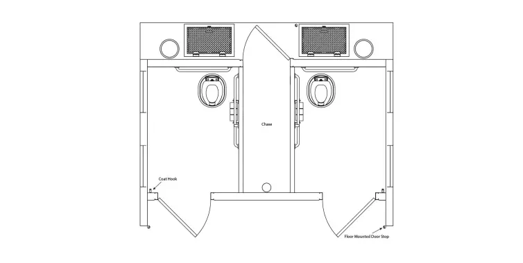 Tioga double vault restroom floorplan.