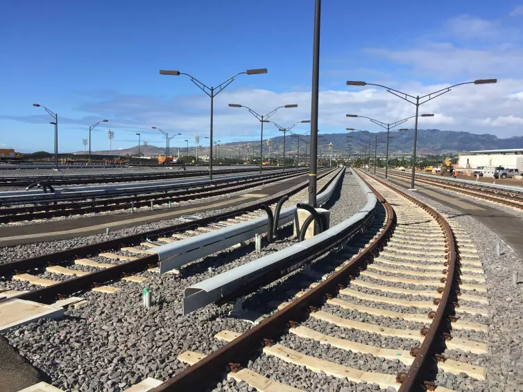 railroad tracks shown with protection boards.